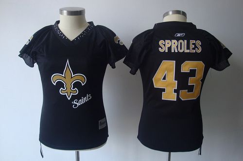Saints #43 Darren Sproles Black 2011 Women's Field Flirt Stitched NFL Jersey - Click Image to Close